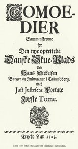 Titelblad til dansk-norsk dramatiker, filosof og historiker Ludvig Holbergs Komedier af German School