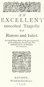 Titelside på den første quarto-udgave af Shakespeares Romeo og Julie (gravering) af German School