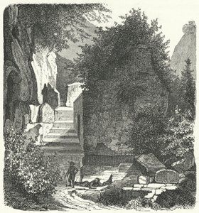 Grav af den romerske digter Virgil, Posillipo, Napoli (gravering) af German School