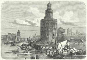 Torre del Oro, Sevilla, Spanien (gravering) af German School