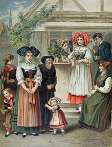 Traditionelle dragter fra Strasbourg-regionen, ca. 1870-80 af German School