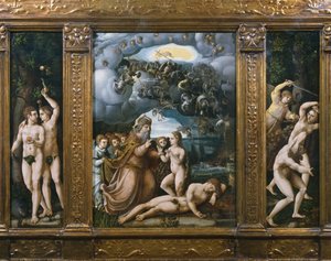 Skabelsens triptykon, Adam og Eva, Evas skabelse, udvisning fra paradis (se også 346195, 346197) af German School