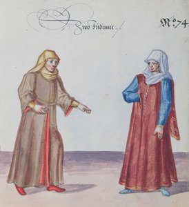 To jødiske kvinder, ca. 1600 (wc på papir) af German School