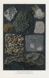 Typer af meteoritter (farve litho) af German School