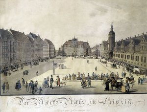 Udsigt over Auerbachs gårdhave i Leipzig af Gustav Zehl. Gravering sidst i 1700-tallet. af German School