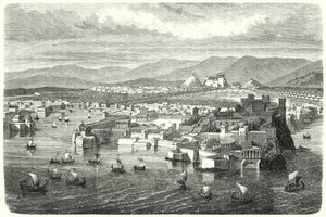 Udsigt over det gamle Athen fra Piræus (gravering) af German School
