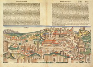 Udsigt over byen Rom, fra Nürnberg-krøniken af Hartmann Schedel (1440-1514) 1493 af German School