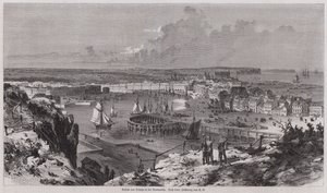 Udsigt over havnen i Dieppe, Normandiet, Frankrig (gravering) af German School