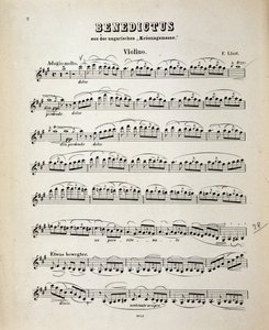 Violinpartiturside fra Ungarsk kroningsmesse af Franz Liszt af German School