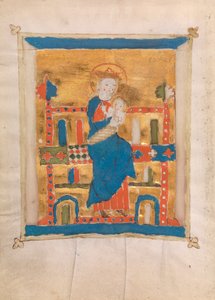 Jomfru og barn, 1400 (wc på vellum) af German School