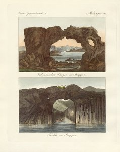 Vulkanske buer og huler (farvet indgravering) af German School