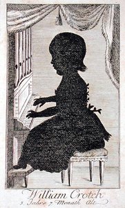 William Crotch (1775-1847) At spille på orgel (gravering) af German School
