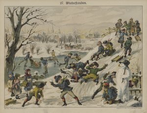 Winter Amusements (Color Litho) af German School