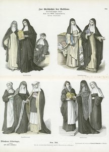 Womens costumes of Christian religious orders, late 18th Century  af German School