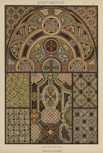 XVIII. århundrede, mosaikgulve (farve litho) af German School