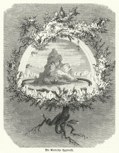 Yggdrasil, mytisk asketræ fra nordisk kosmologi (gravering) af German School
