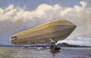 Zeppelin luftskib letter fra en sø af German School
