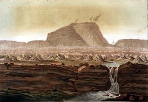 Jorullo Volcano, Mexico (farve litho)