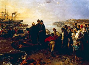 Boarding of the Thousand at Quarto, omkring 1860, af Gerolamo Induno (1825-1890), olie på lærred