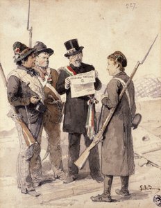 Fem dage i Milano, af Gerolamo Induno (1827-1890), akvarel af Gerolamo Induno