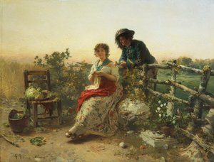 In Peacetime, af Gerolamo Induno, omkring 1880, olie på træ af Gerolamo Induno