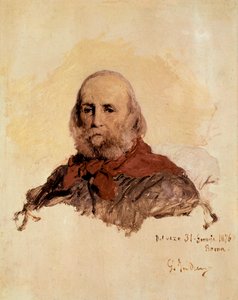 Italian Unite: portræt af Giuseppe Garibaldi (1807-1882), italiensk patriot. Værk af Gerolamo (Girolamo) Induno (1825-1890) af Gerolamo Induno