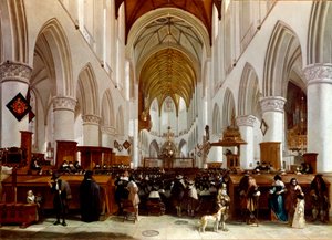 Interiør af en kirke. Maleri af Gerrit Berckheyde (1638-1698), hollandsk maler. London, National Gallery af Gerrit Adriaensz Berckheyde
