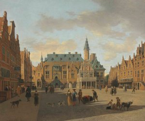 Grote Markt og rådhuset i Haarlem, set fra øst