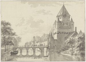 Udsigt over Kleine Houtpoort, Haarlem af Gerrit Adriaenszoon Berckheyde
