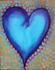 Blue Hearts, 2023 (akryl på lærred) af Gerrit Greve