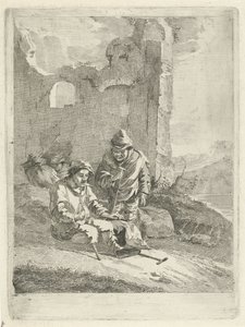 Fire figurer ved en ruin af Gerrit Groenewegen