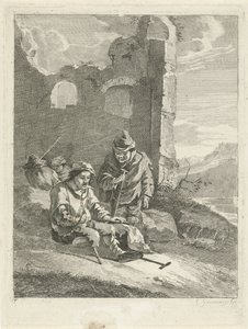 Fire figurer ved en ruin af Gerrit Groenewegen