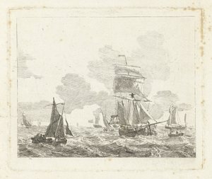Sejlskibe på oprørt farvand Havlandskaber med skibe (serietitel) af Gerrit Groenewegen