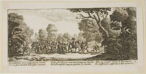 Opdagelsen af de kriminelle soldater, planche ni fra Krigens store elendighed af Gerrit Lucasz van Schagen