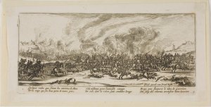 Slaget, planche tre fra Krigens store elendighed af Gerrit Lucasz van Schagen
