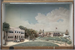 Diorama fra regeringspladsen i Paramaribo af Gerrit Schouten