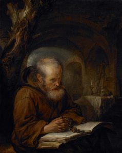 En eremit beder, 1670 af Gerrit Dou