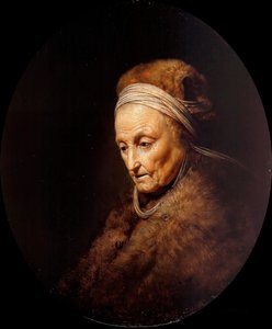 "" Portræt af Rembrandts sø "" (Portræt af Rembrandts mor) Maleri af Gerard Dou (Gerrit Dow) (1613-1675) Olie på træ Dim 23,1x19,7 cm Staatliche Museen, Berlin af Gerrit Dou
