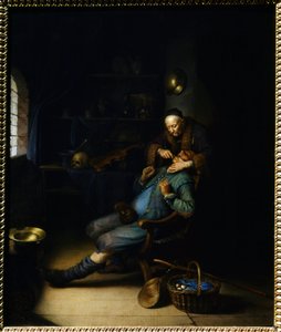Tandtrækkeren. Maleri af Gerard Dou (eller Gerrit Dow) (1613-1675) af Gerrit Dou