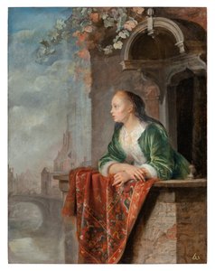 Ung dame på en altan, ca. 1664 af Gerrit Dou