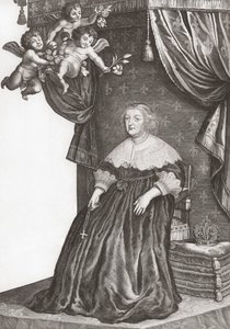 Marie de Medici, Ranskan kuningatar. Muotokuva (printti) af Gerrit van (after) Honthorst