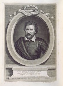 Ben Jonson (1573-1637), graveret af George Vertue (1684-1756), 1730 af Gerrit van Honthorst