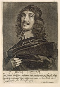 Selvportræt, graveret af Johannes Meyssens (1612-70) af Gerrit van Honthorst