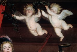 The Angels Detail koncert. Maleri af Gerrit Van Honthorst (1590-1656) 1624 søn. 1,68x1,78 m af Gerrit van Honthorst