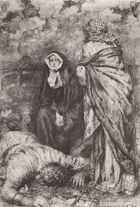 Illustration til The Story of Hereward, The Champion of England (litografi) af Gertrude E. Demain (after) Hammond