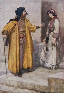 Shylock gav hende sine nøgler og bød hende vogte huset, illustration fra 