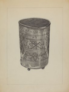 Tinbæger, ca. 1936.