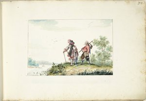Herre og vandrer i et landskab af Gesina ter Borch (signed by artist)