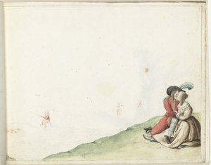 Elskere ved en dam af Gesina ter Borch
