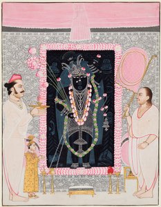 Overpræsten Tilakayat Govardhanlalji MKS ofringer til Shri Nathji i fejring..., s. 1890 af Ghasiram Hardev Sharma